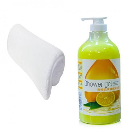 SHOWER Pack Of 1kg Lemon Shower Gel with Big Bath Towel - White