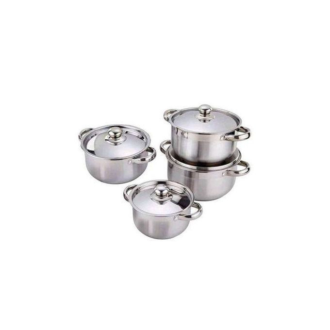 4 Pieces Stainless Steel Saucepans Cookware Pots 4 Lids, Silver.
