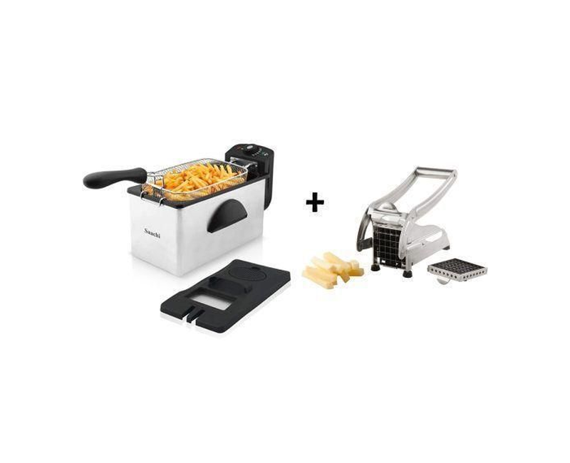 Saachi Bundle of 3L / 3 liters Deep Fryer And Potato / chips Chipper / cutter - Silver