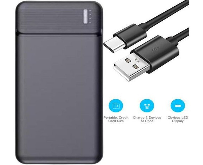 Power Portable Power Bank And USB Cable 10000mAh - Black
