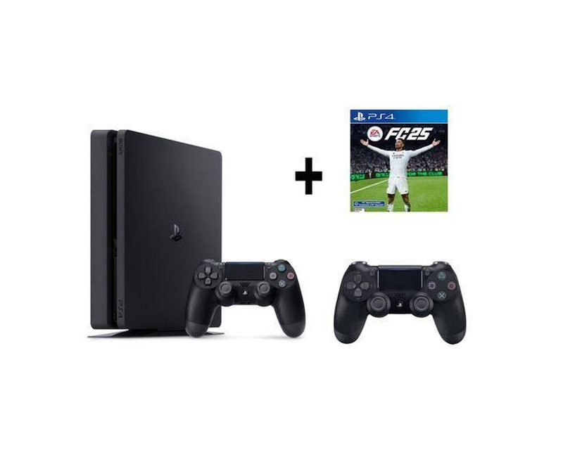Sony PlayStation Sonyy Computer Entertainment Playstation 4 Slim (PS4) Console with Pre-Installed EA Sports FC 25 / FC25 & 2 Controllers - RENEWED - Jet Black