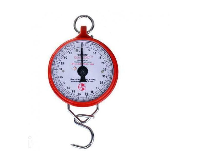 Hanson Heavy Duty Portable, Hook Type 100Kg Weighing Scale, Red.