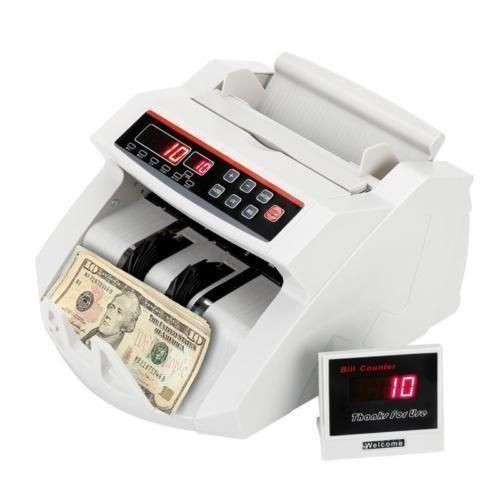 New 2022 Money Cash Counting Bill Counter Bank Counterfeit Detector UV & Mg Machine-Black/white