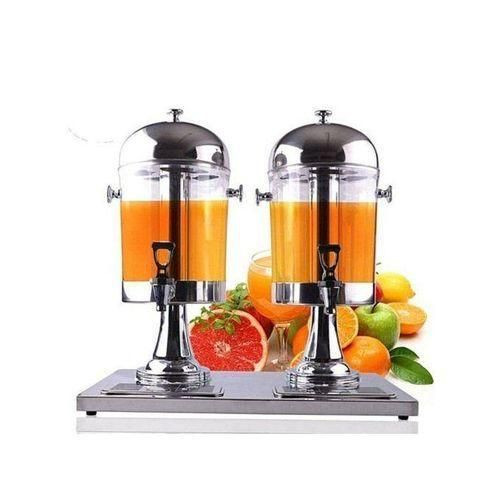 Portable Double Juice Dispenser Tank Water Jug, Can- Silver