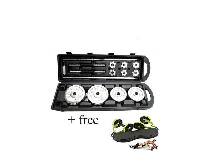 York 50kg/ 50 kg Fitness Barbell And Dumbbells / Dumbells Set - Silver