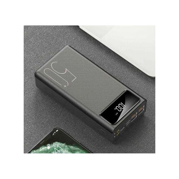 Aldeepo Fast Charging Power Bank For Charging 4 Devices At Once 50000mAh - Black/White