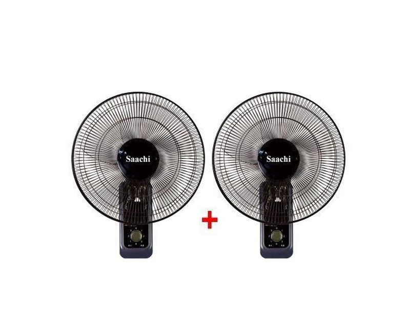 Saachi 16 Inch Wall Fan With 3 Speeds Buy 1 Get 1 Free With A powerful Motor-Black