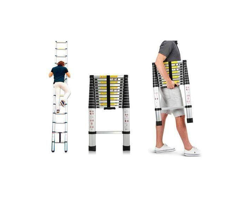 Aluminum Telescopic Extension Ladder -Silver.