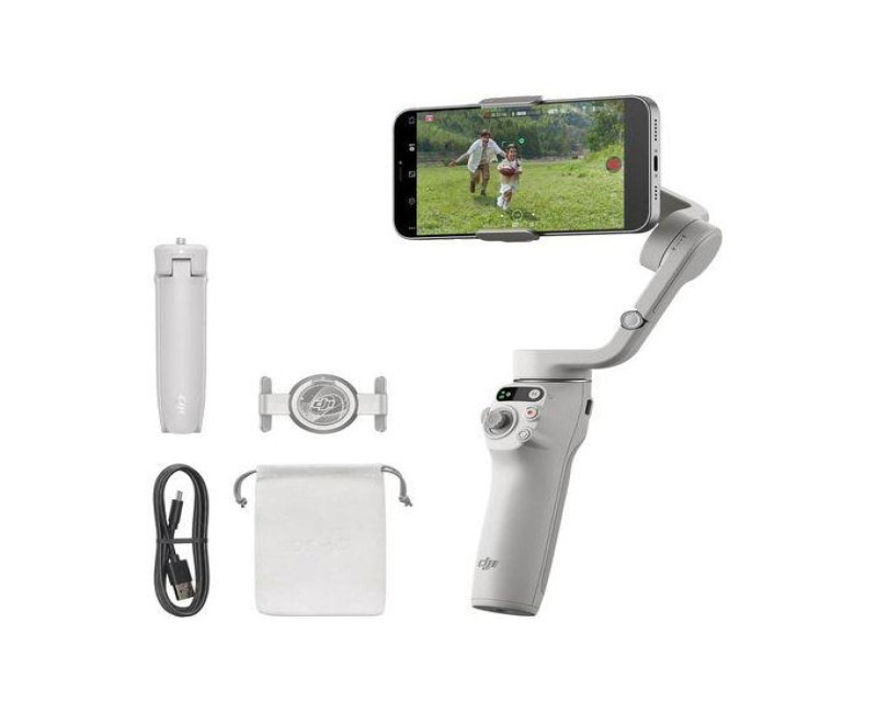 Dji OSMO Mobile 6 Smartphone Gimbal Camera Stabilizer, 3-Axis Phone Gimbal, Built-In Extension Rod, Android And IPhone Gimbal, Vlogging Stabilizer, Platinum Gray, UAE Version With Official