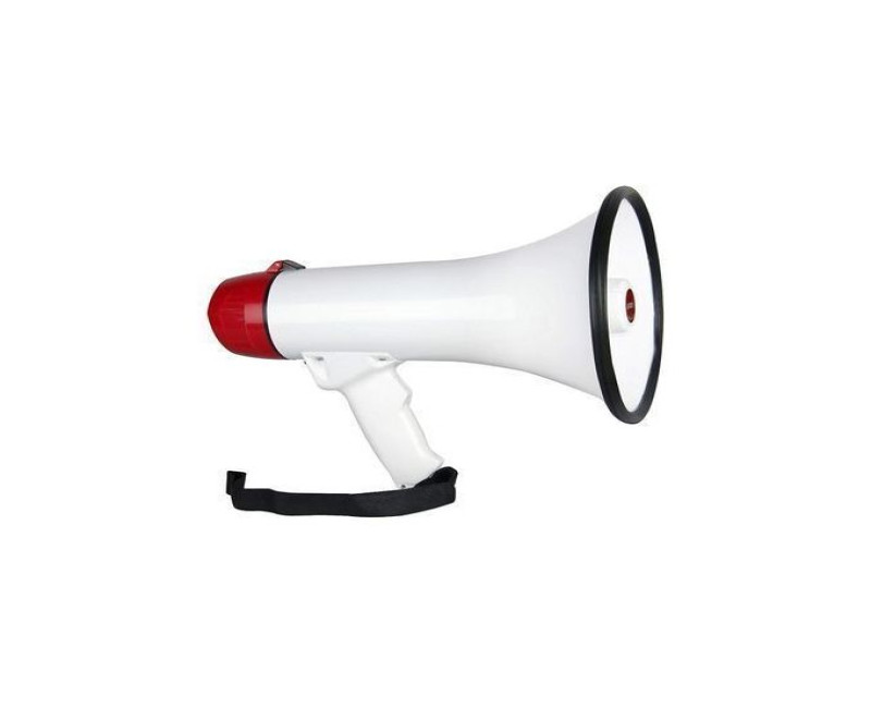 Professional PA Megaphone Bullhorn Siren, Rally Public Address System - white