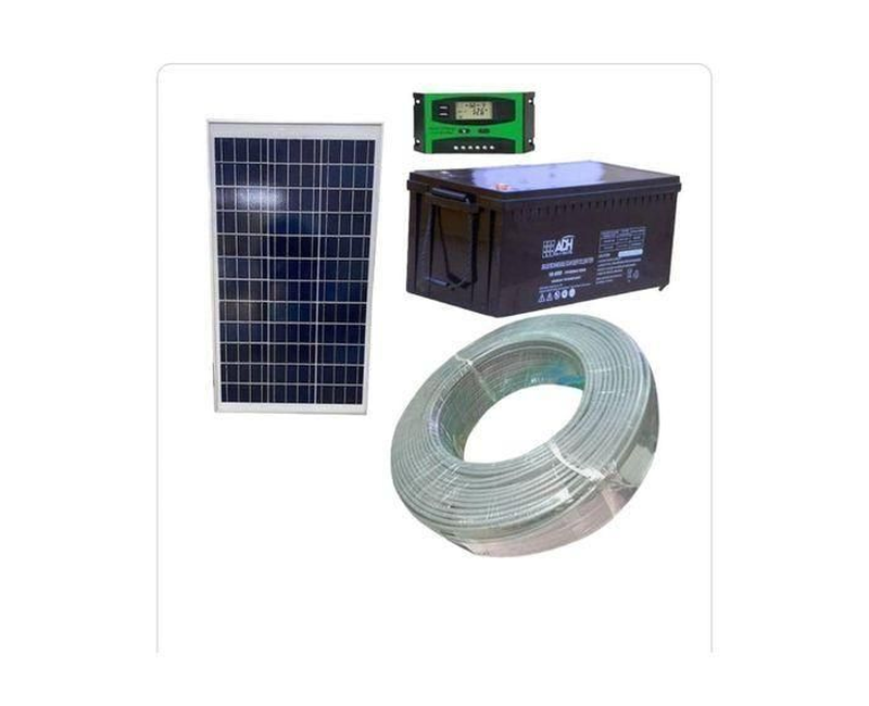 100W Solar Panel Kit + 50AH Solar Battery + 10AH Controller + 50M Cable Roll