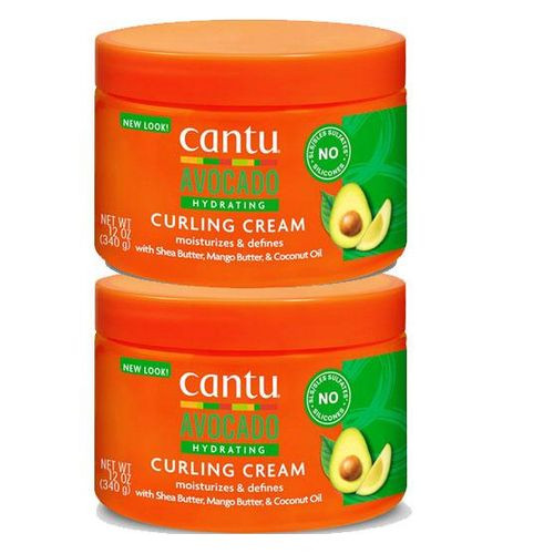 Cantu Avocado Silicone-free Hydrating Curling Hair Styling Cream with Shea Butter, 12 Ounce/Pack 1