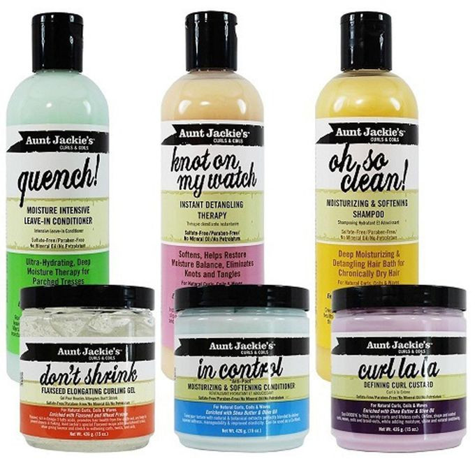 Aunt Jackie'S Curls & Coils Bundle, All 6 Products in Collection, Hydrate & Define Hair, Combat Frizz & Dryness, For all Hair Types and Textures Clear 12 Ounce