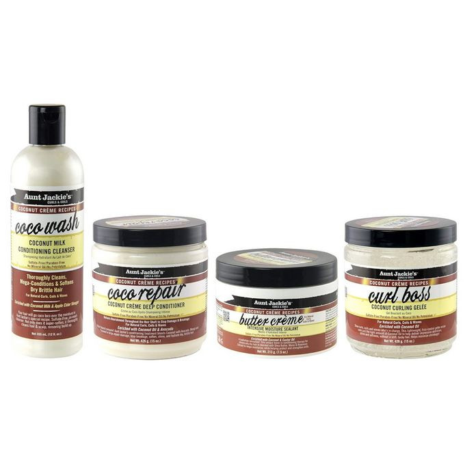 Aunt Jackie'S 4 Products In Collection,Coco Repair,Butter Creme,Coco Wash, Curl Boss For Hair Of All Textures & Typesion For Hair