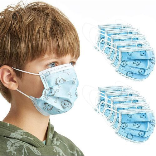 50pcs Kids Disposable Face Mask for Ages 4-12 Children - Blue Design May Vary