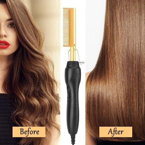 Electric Ceramic Hot Comb, Straightening Comb - Multicolor