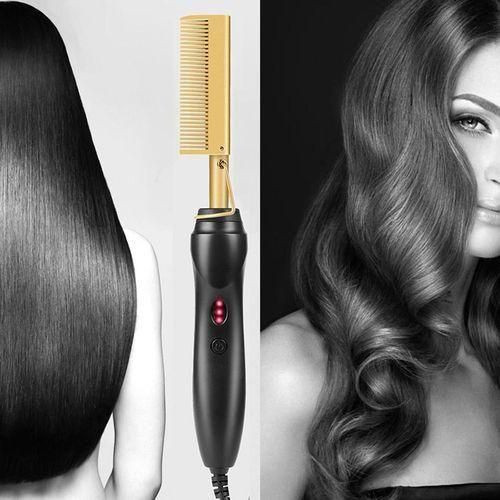 Hot Comb Straightener For Black Hair Professional Electric Hair Straightener Hair Flat Hair Straightener Tool - Black