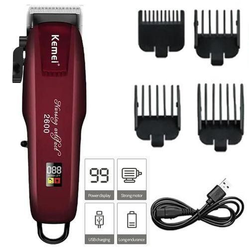 Kemei Rechargeable Saloon Hair Clipper Beard Shaver Hair Trimmer Shaving Machine - - Brown