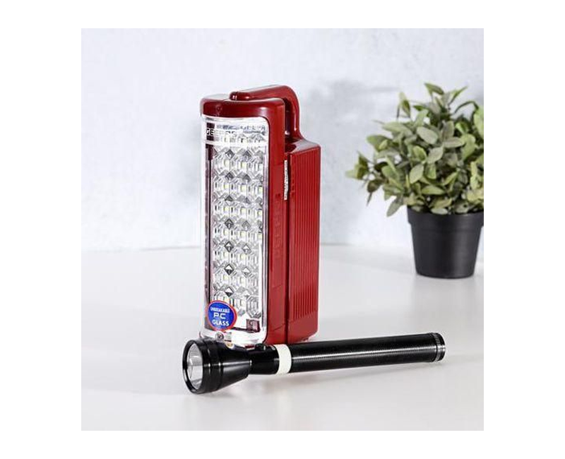 Geepas Rechargeable LED Lantern & 1Pc Torch - White, Black