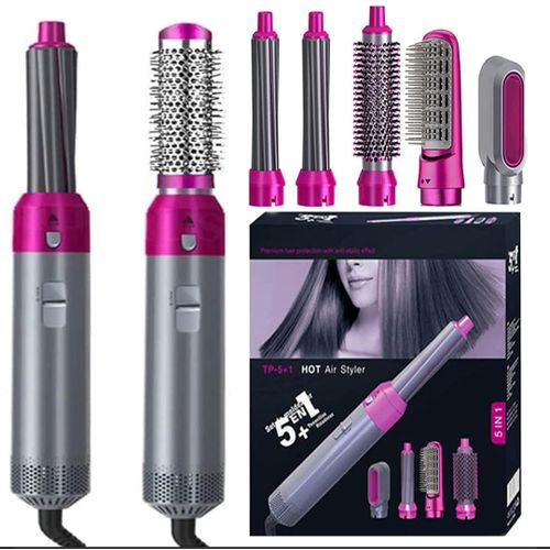 Hair Blow Dryer 5 In 1 Hair Dryer Airwrap Styler Hair Straightener Volumizer Hair Curler Hot Air Wrap Comb Brush - Multicolor