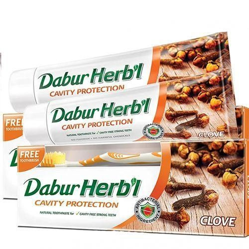 Dabur Herb'l Herbal Clove Cavity Protection Toothpaste, 150/140g - Multicolor