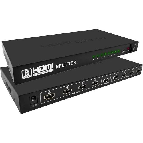 8 Port 1 In 8 Out 1x8 HDMI Splitter Audio Video 1080P For HD HDTV Splitter 3D - Black