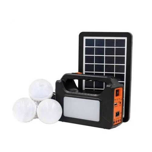 Solar Lighting Kit With USB Phone Charging Cable - Black.