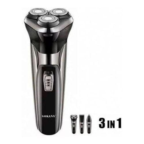 Sokany 3In1 Beard Rechargeable Multi Function Shaver Trimmer Hair Clipper - Black/Silver