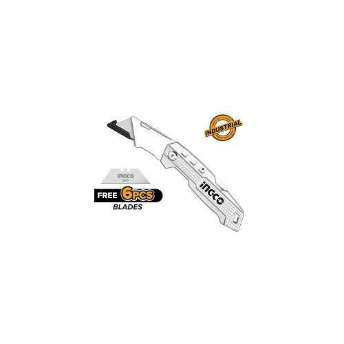 INGCO Folding Knife Cutters Cutting Blade With 6pcs Blade - Silver