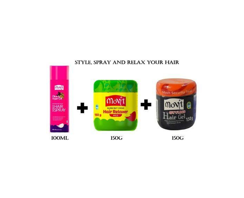 Movit A Set Of Styling Gel Blow Out Sheen Olive Oil Spray Small Sizes
