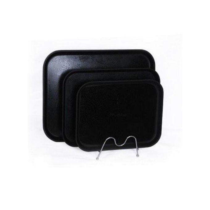 3 Piece Non Slide Rubber Serving Trays-Black