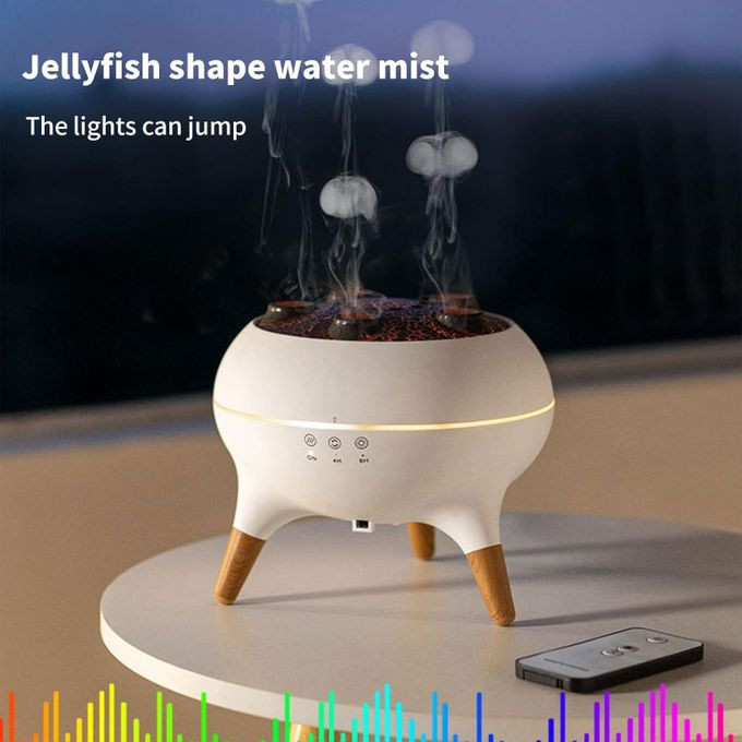 Jellyfish Diffuser, Essential Oil Diffuser for Bedroom, 7 Colors LED Dancing Jellyfish Mist Humidifier with Remote Control, Slient Aromatherapy Device for Home Office-White