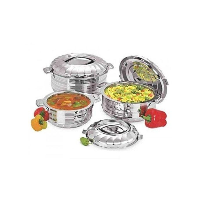 4pcs Double Wall Insulated Hot Pots-Silver
