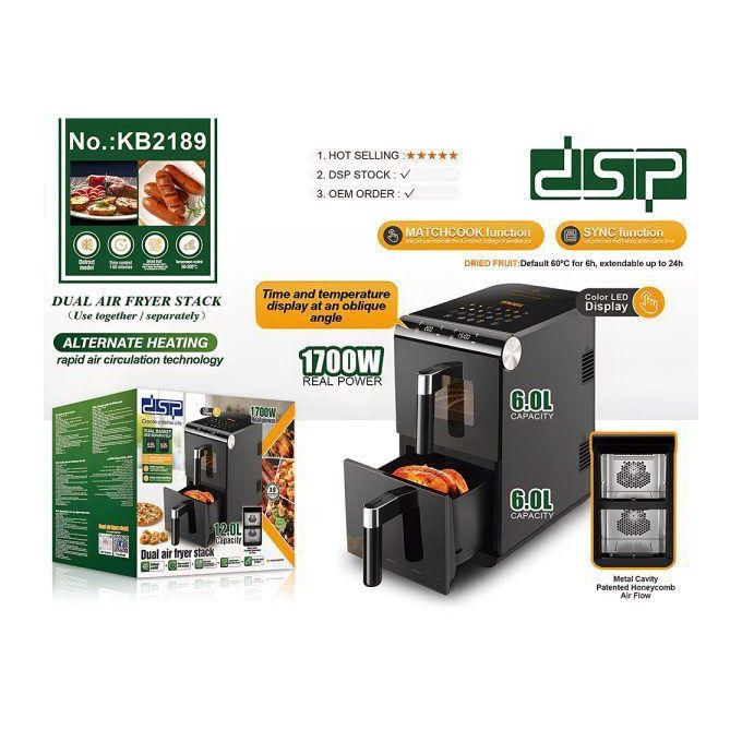 Dsp 6 + 6 Dual Stack 12L AirFryer 1700W-Black