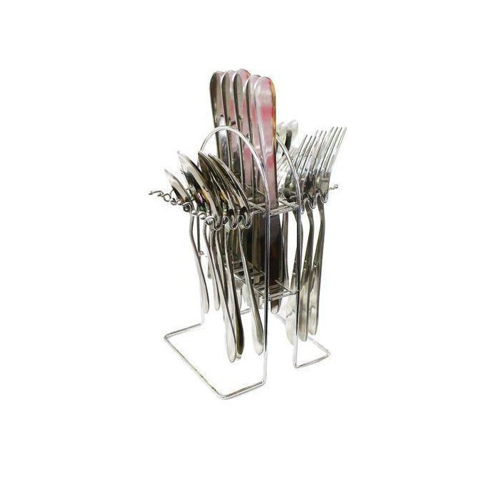 24 Pieces Stainless Steel Cutlery With A Stand - Silver n