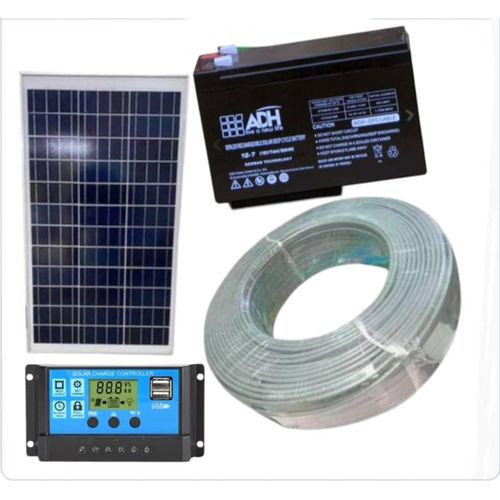 100 Watts Solar Panel Kit + 50AH Solar Battery + 10AH Controller, 50M Cable Roll 1.5mm -Black