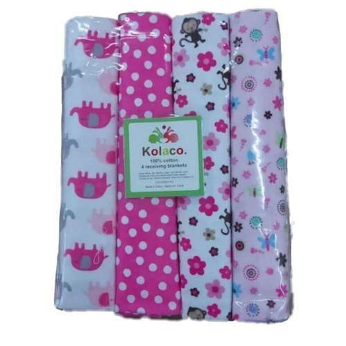 4Pc/Pack of Cotton Supersoft Flannel New Born Baby Receiving Bed-sheets - Multicolor