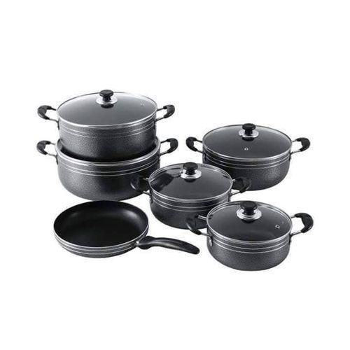 Nonstick Cookware Set Of 11 Pieces, Non Stick Cook Ware Set Black, 20,22,26,28,30CM Pot And 26 Frypan - Black..
