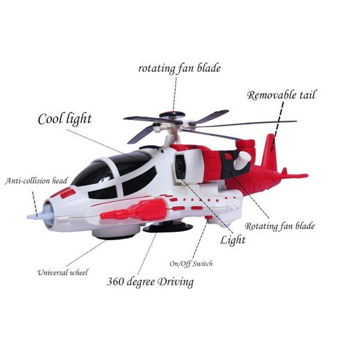 Battery Operated Helicopter Toy with 360 Rotation, Lights & Sound Effects, Colour as per Stock, Pack of 1 - Multicolor