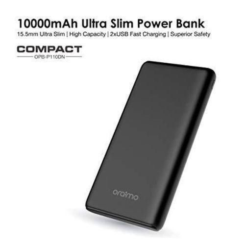 Oraimo 10000mAh Ultra-Slim Fast Charging Power Bank - Black