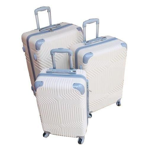 Waterproof Plastic Travel Suitcase Fashion Bag 3pieces Set - Cream/Grey