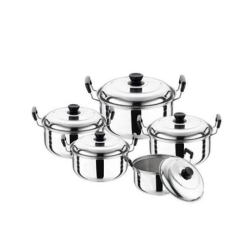 5pcs Serving Dishes High Grade Stainless Steel Ware Soup Pot-Silver