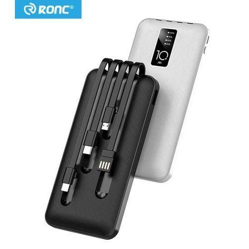 ZHY Power Bank 10000mah Ultra High Capacity With Inbuilt Cables (Type-C, Micro, Lightening,, And USB)Fast Charging Power Bank - Black/White