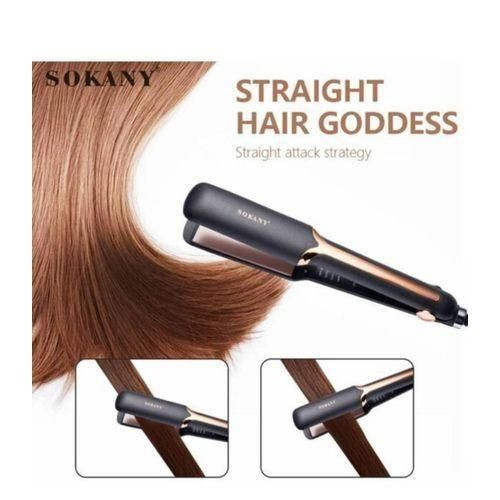 Sokany Hair Straightener With Ceramic Sole Plates For Curling And Straightening Hair-Black