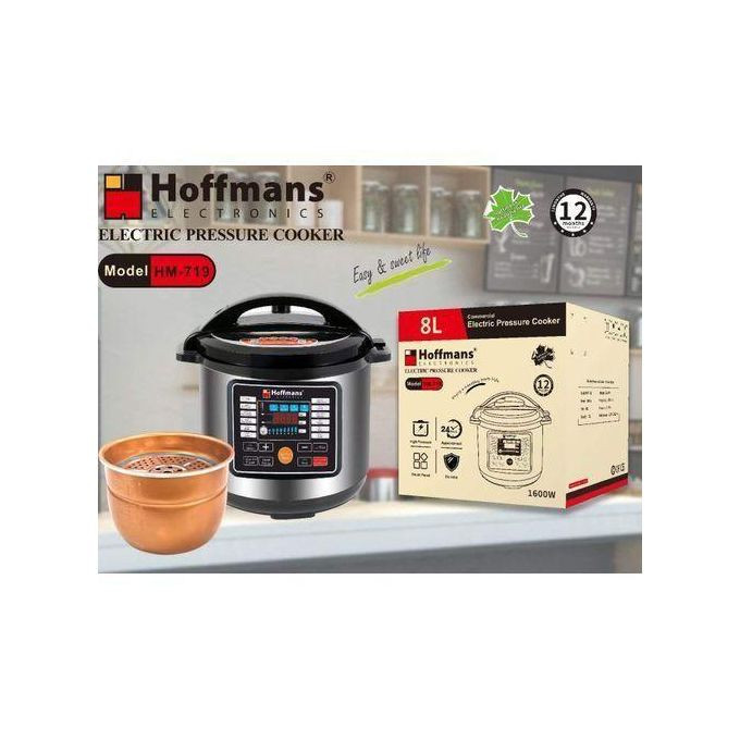 Hoffmans 8L Electric Multifunction Pressure Cooker - Silver