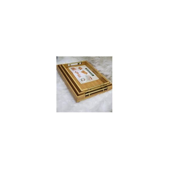 3-Piece Wooden Tray Set – Elegant & Versatile Serving Trays