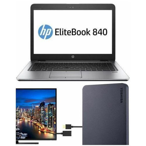 RENEWED HP EliteBook 840 Core i5 8GB RAM 1TB HDD + 500GB External HDD - Silver & Black
