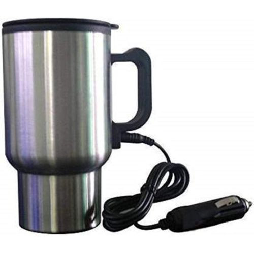 Steel Travel Outdoor Electric Mug Kettle Car Heated Warm Car Plug - Silver