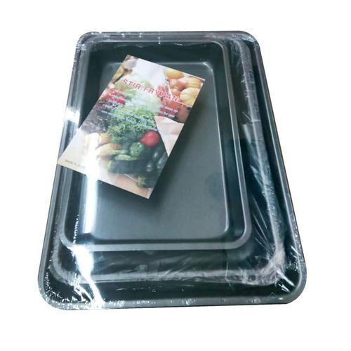 3 Pieces Set Of Non-stick Baking Trays - Black