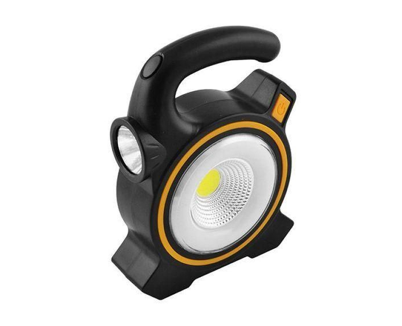 Solar Rechargeable COB LED Flood Light. - Black